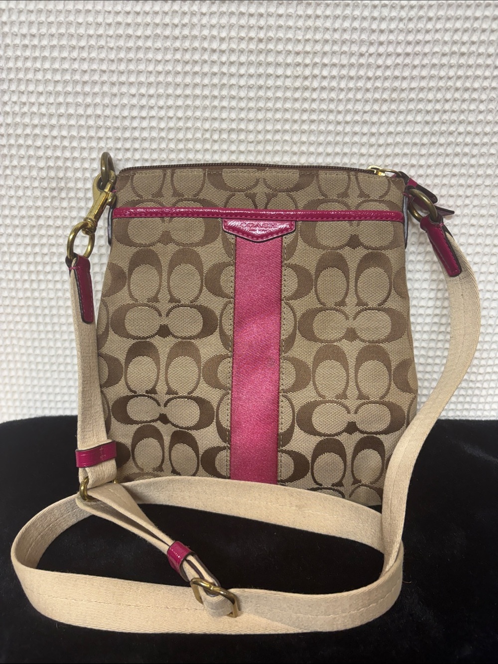 Coach signature stripe bag